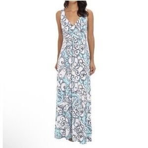 Lilly Pulitzer Sloane Maxi Dress Shape Up Ship Out Anchor Print L Blue Babydoll